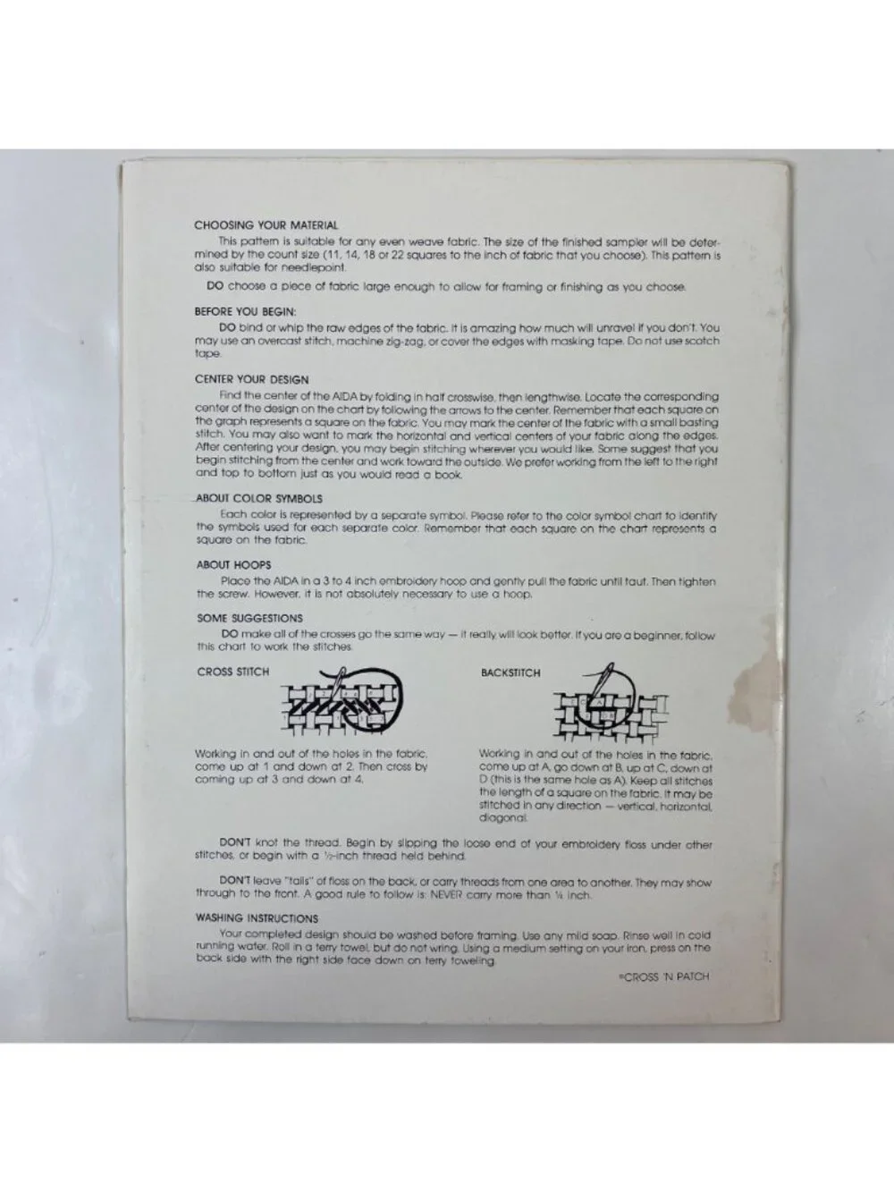 Vintage Cross N Patch Ten Commandments Cross Stitch Pattern Instruction Booklet